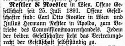Text aus dem Amtsblatt zur Wiener Zeitung, 29. Juli 1891)